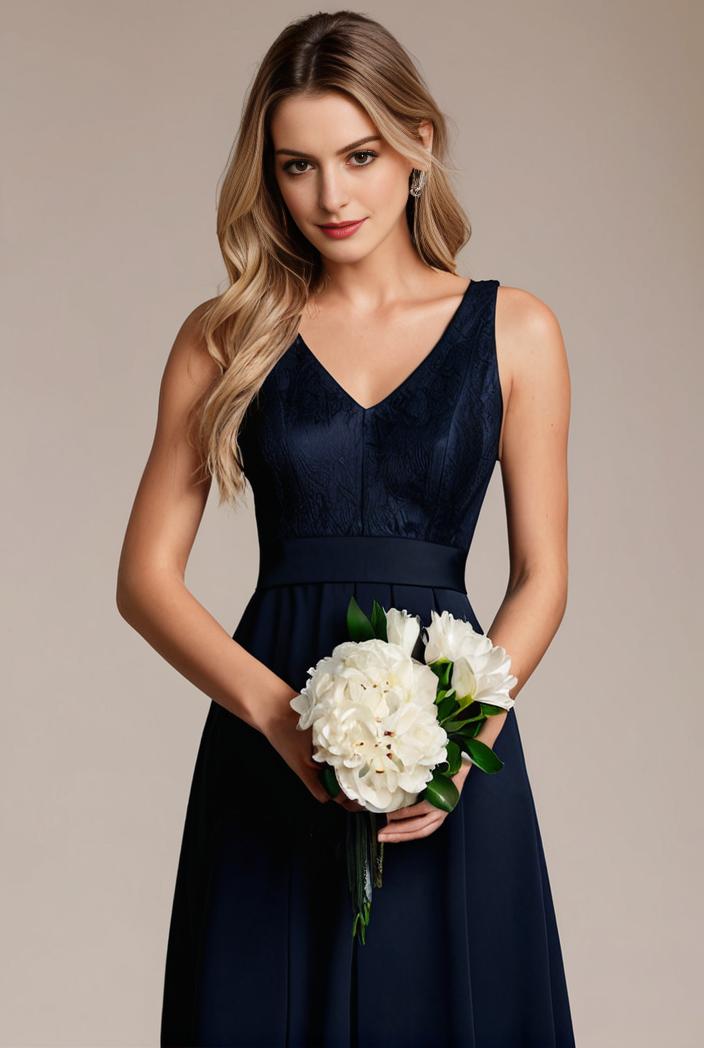 deep v neck lace chiffon bridesmaid dress with asymmetrical hem 120361