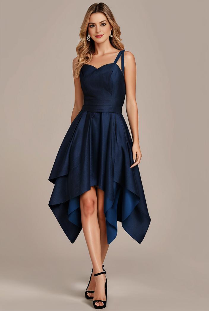 deep v neck lace chiffon bridesmaid dress with asymmetrical hem 120395