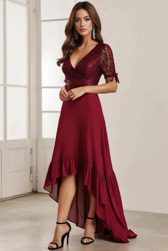 3 4 sleeve sheer sequin stripe high low hem evening dress 133028