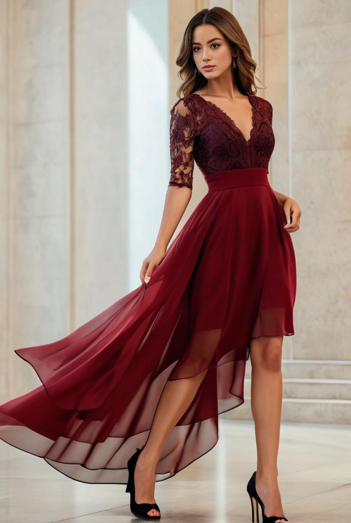 3 4 sleeve sheer sequin stripe high low hem evening dress 133039