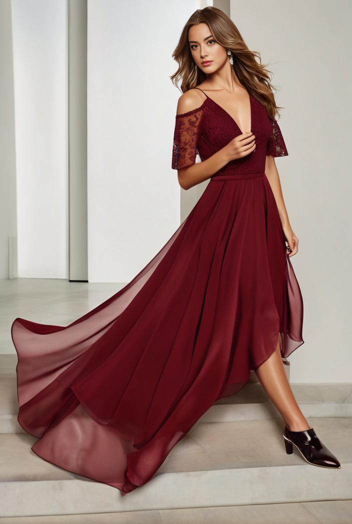 3 4 sleeve sheer sequin stripe high low hem evening dress 133065