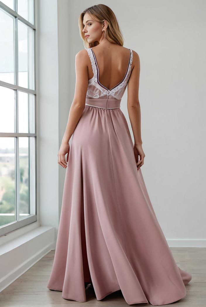 pleated v neck spaghetti strap high slit bridesmaid dress 143987
