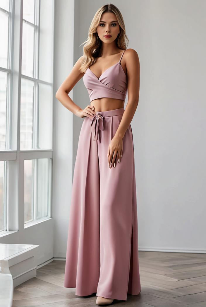 pleated v neck spaghetti strap high slit bridesmaid dress 144009
