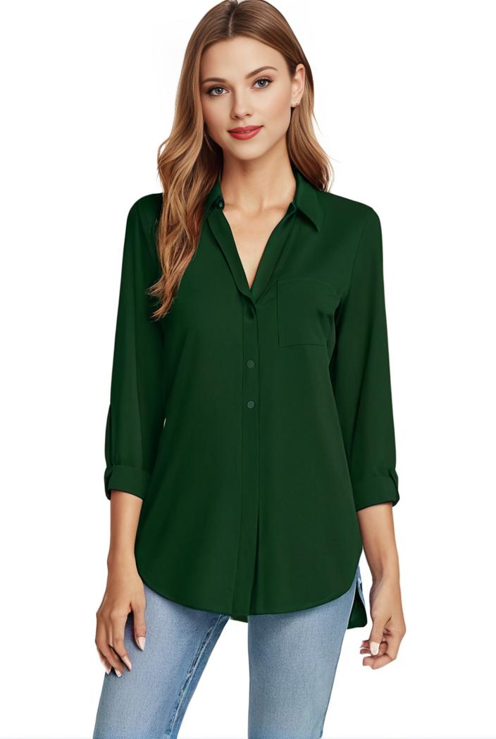 plus size casual blouse women s plus solid half sleeve turn down collar tunic top 144220