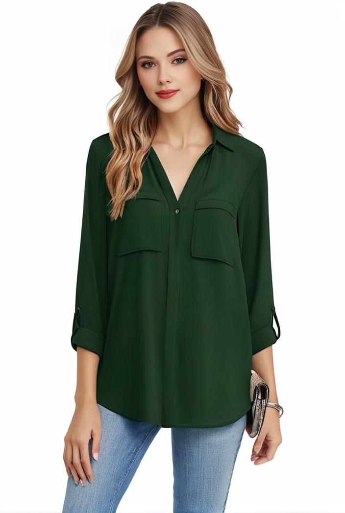 plus size casual blouse women s plus solid half sleeve turn down collar tunic top 144221