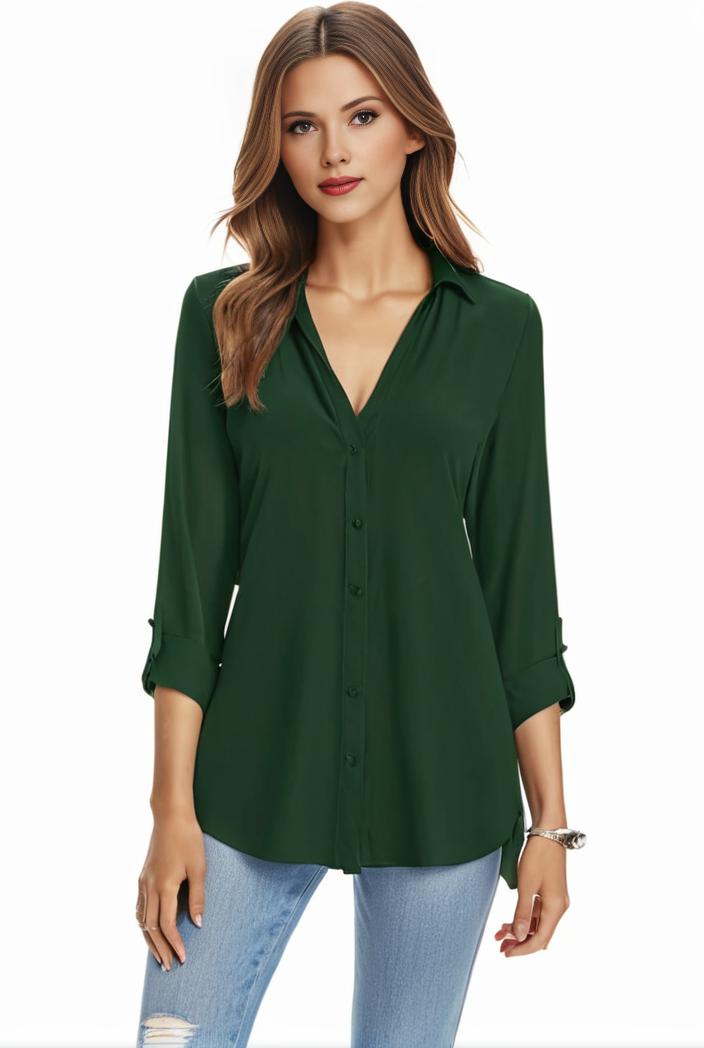 plus size casual blouse women s plus solid half sleeve turn down collar tunic top 144225