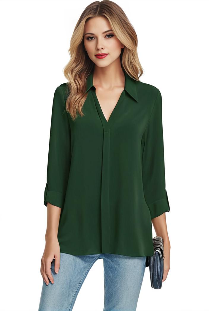 plus size casual blouse women s plus solid half sleeve turn down collar tunic top 144227