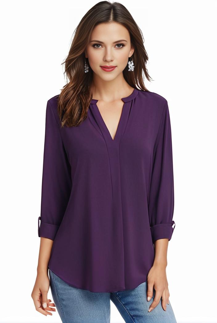 plus size casual blouse women s plus solid half sleeve turn down collar tunic top 144229