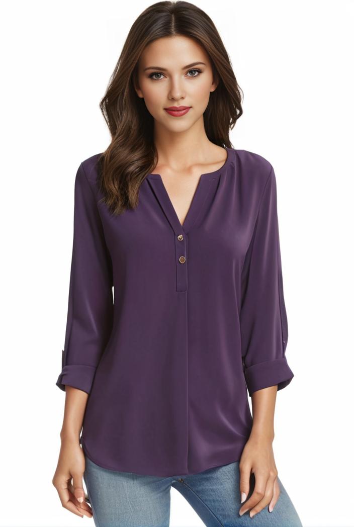 plus size casual blouse women s plus solid half sleeve turn down collar tunic top 144231