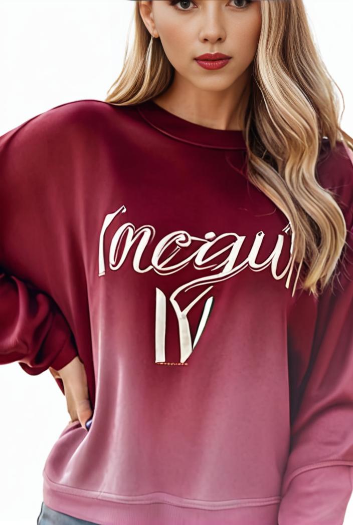 plus size casual sweatshirt women s plus ombre letter heart print raglan sleeve round neck slight stretch pullover sweatshirt 144606