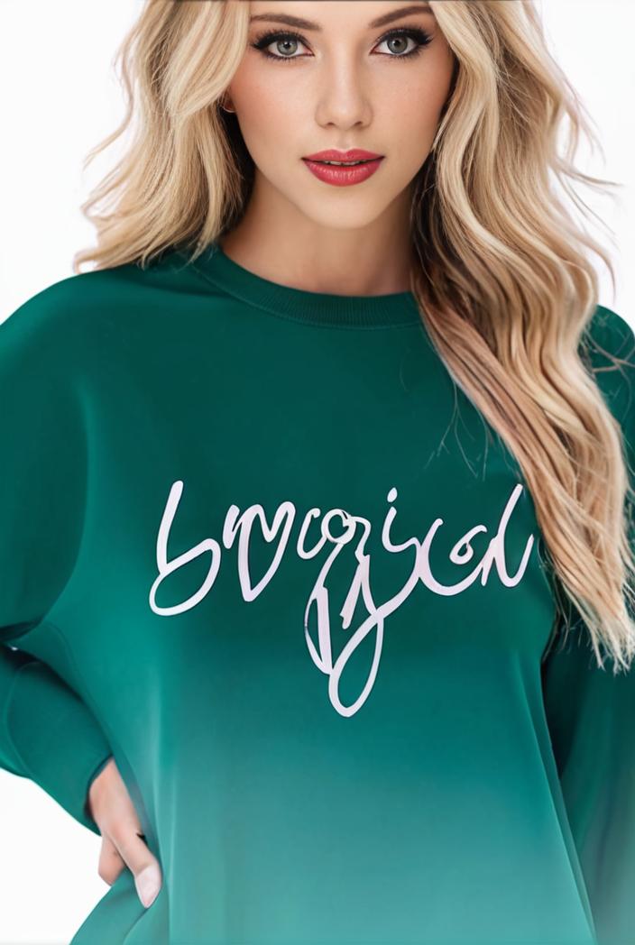 plus size casual sweatshirt women s plus ombre letter heart print raglan sleeve round neck slight stretch pullover sweatshirt 144632