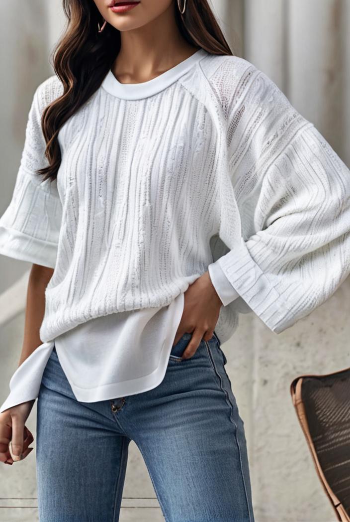 plus size casual sweatshirt women s plus solid waffle pattern long sleeve round neck sweatshirt 144702
