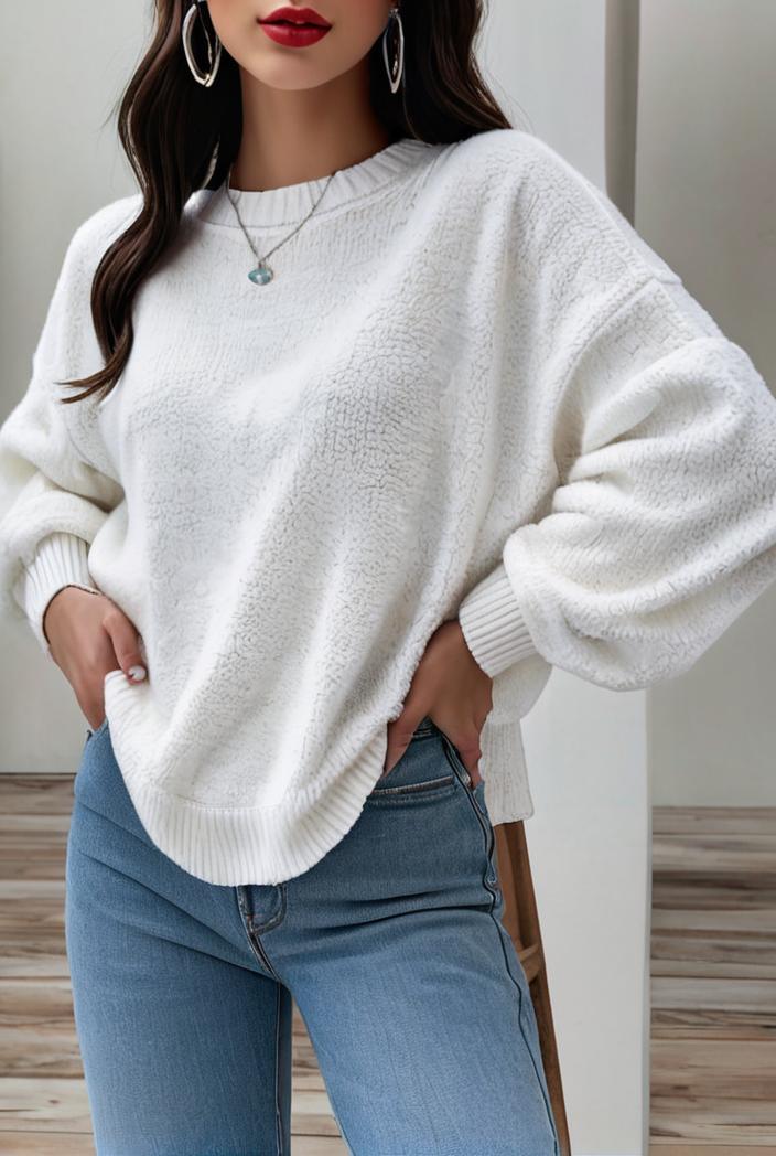plus size casual sweatshirt women s plus solid waffle pattern long sleeve round neck sweatshirt 144701