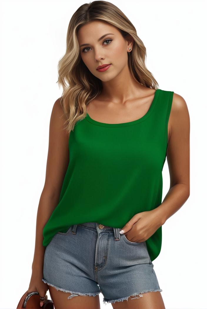 plus size casual tank top women s plus solid square neck pleated medium stretch tank top 144925