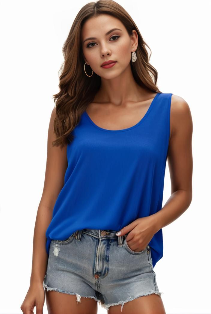 plus size casual tank top women s plus solid square neck pleated medium stretch tank top 144932