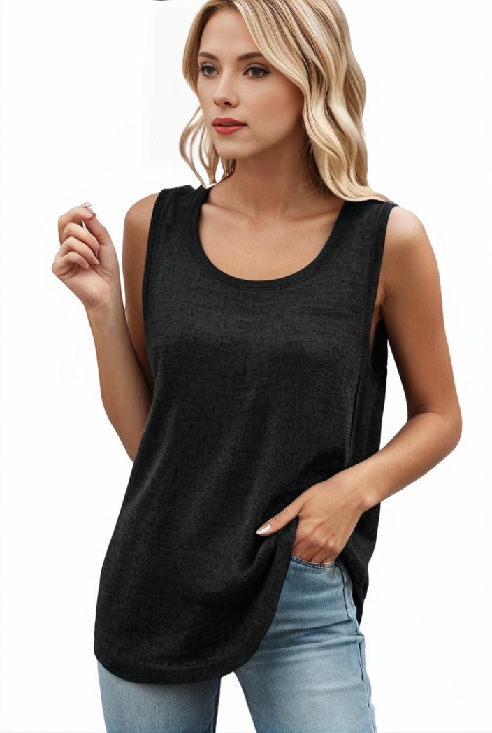 tops pleated hollow square neck sleeveless tank top 112674