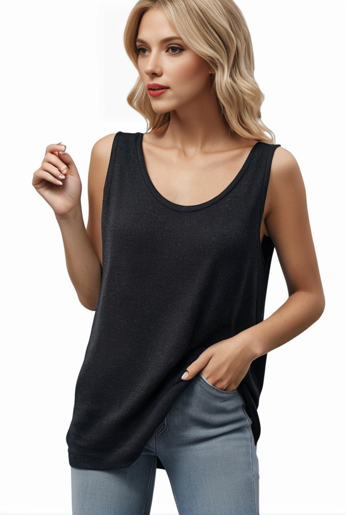 tops pleated hollow square neck sleeveless tank top 112681