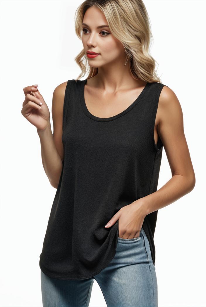 tops pleated hollow square neck sleeveless tank top 112682