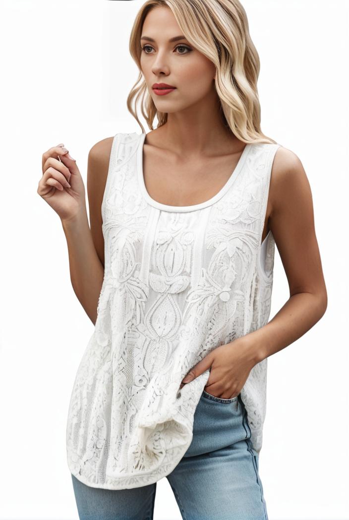 tops pleated hollow square neck sleeveless tank top 112732