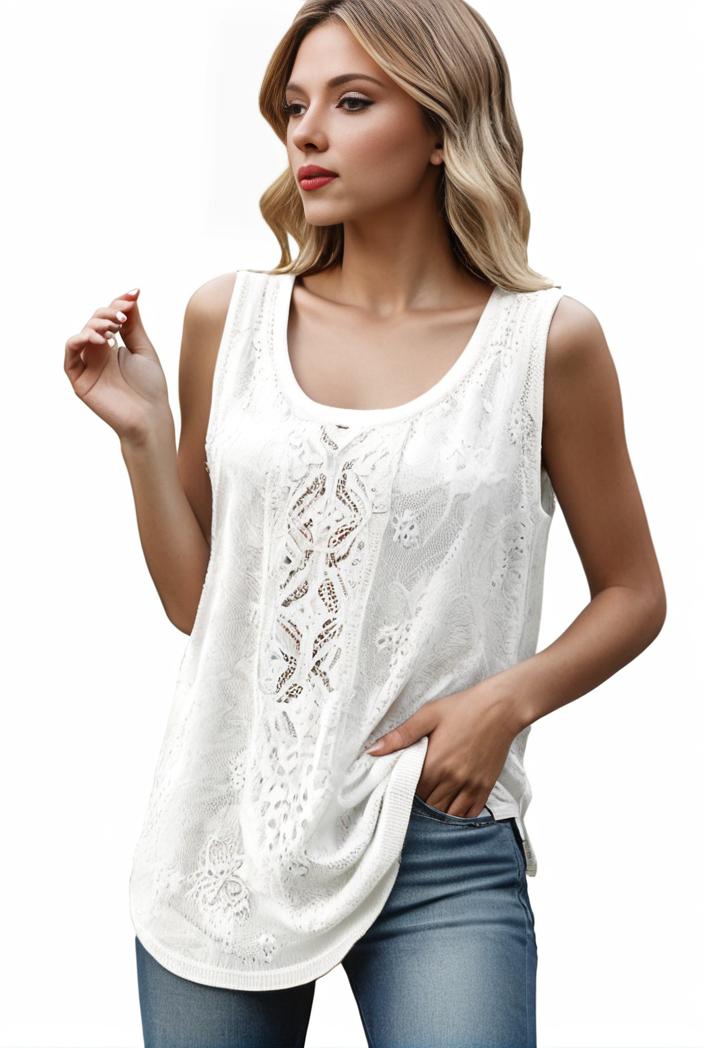 tops pleated hollow square neck sleeveless tank top 112734
