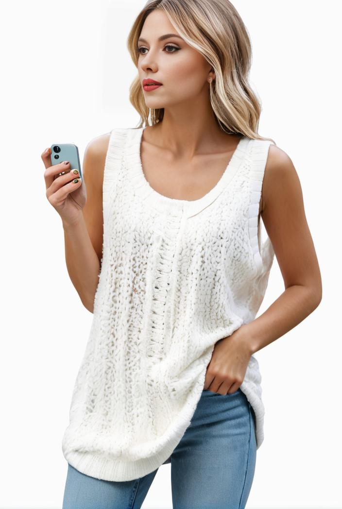 tops pleated hollow square neck sleeveless tank top 112736