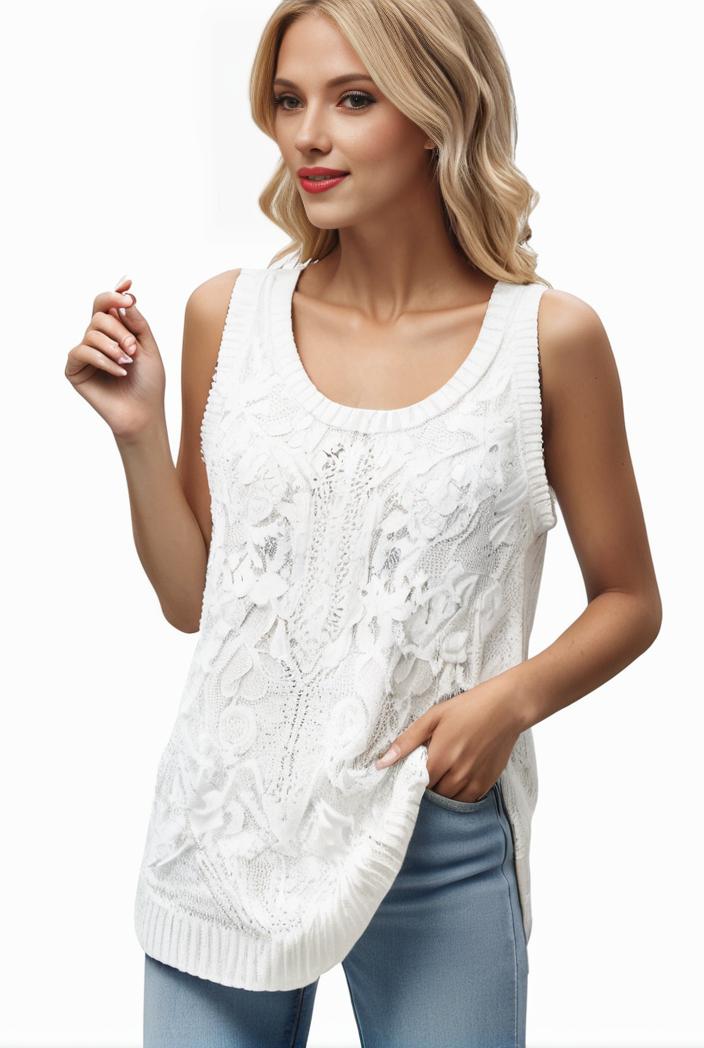 tops pleated hollow square neck sleeveless tank top 112737