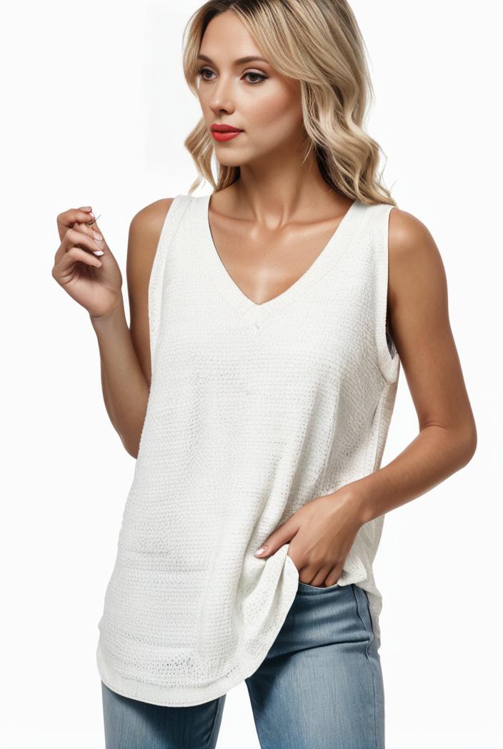 tops pleated hollow square neck sleeveless tank top 112738