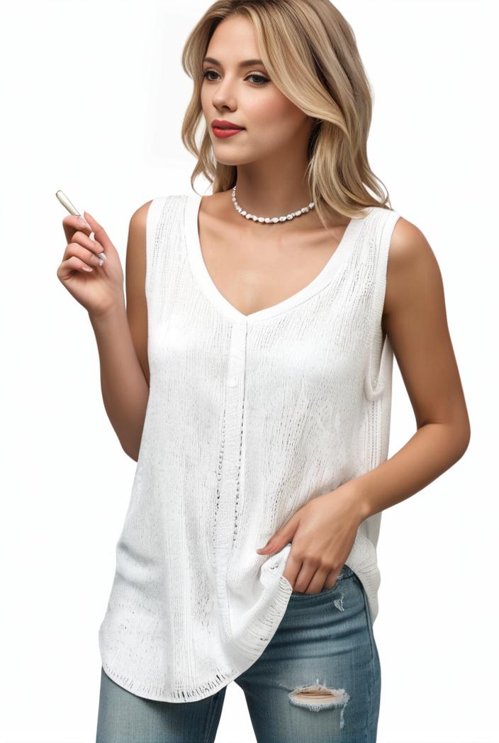 tops pleated hollow square neck sleeveless tank top 112739