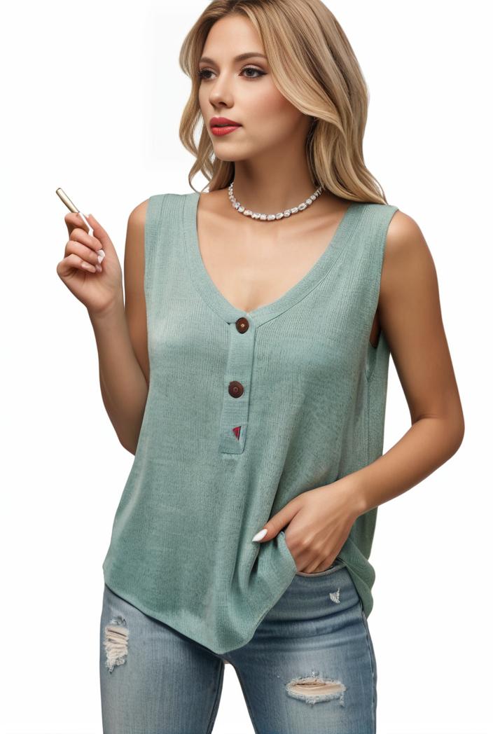 tops pleated hollow square neck sleeveless tank top 112755