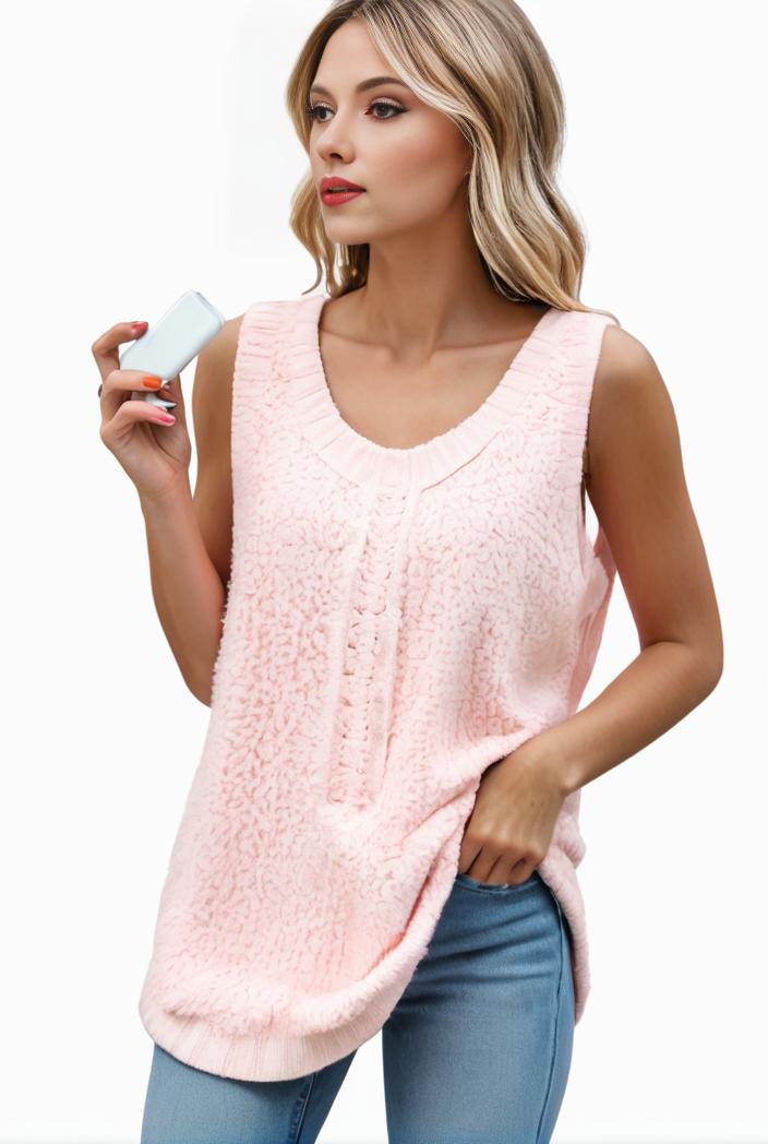 tops pleated hollow square neck sleeveless tank top 112768