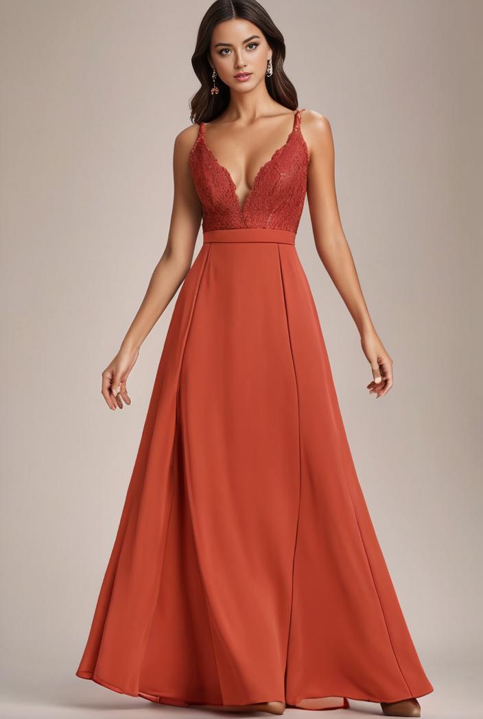 convertible chiffon lace open back spaghetti straps bridesmaid dress 135439