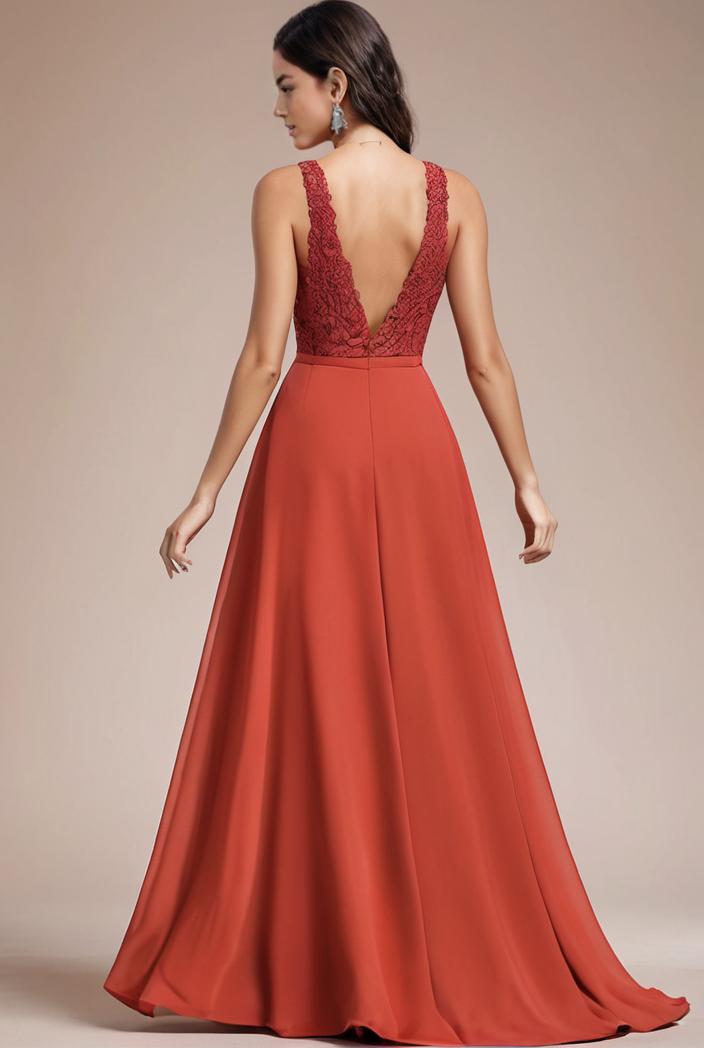 convertible chiffon lace open back spaghetti straps bridesmaid dress 135440
