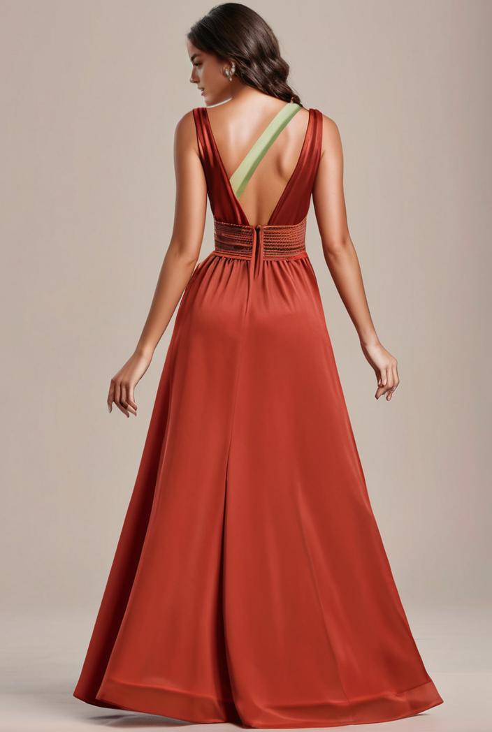 convertible chiffon lace open back spaghetti straps bridesmaid dress 135441