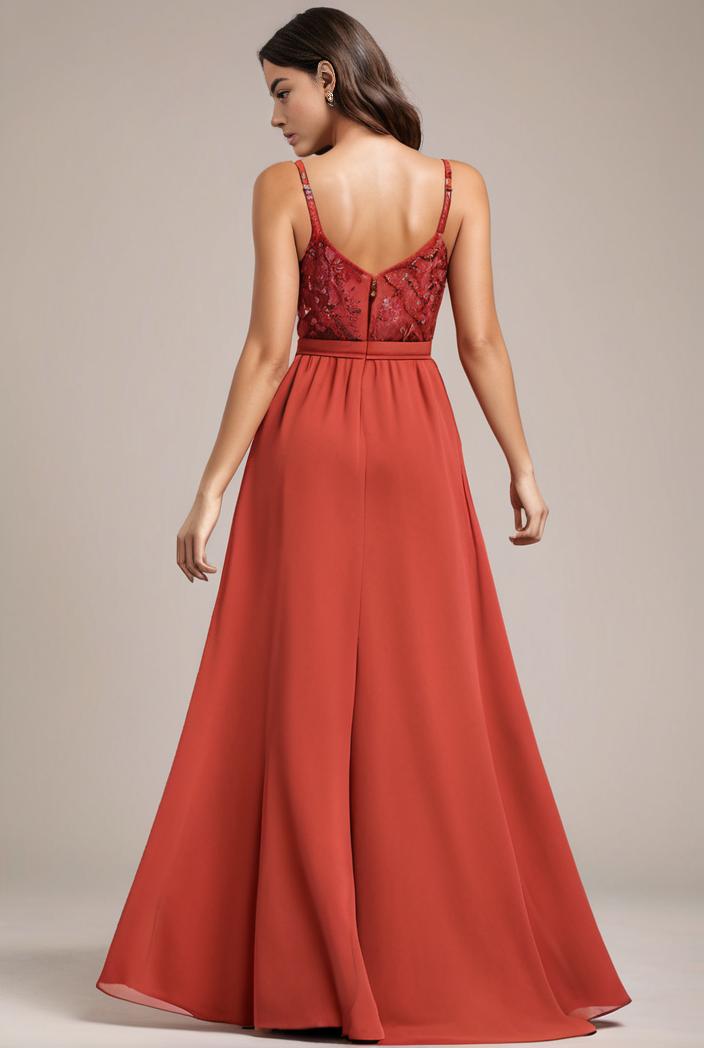 convertible chiffon lace open back spaghetti straps bridesmaid dress 135442