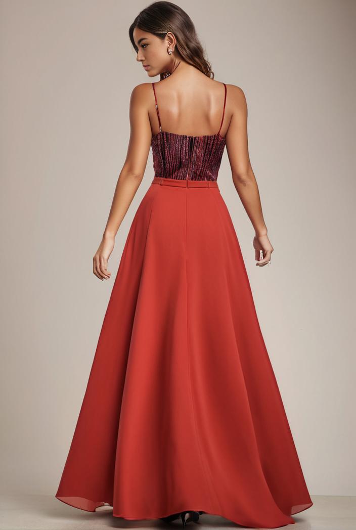 convertible chiffon lace open back spaghetti straps bridesmaid dress 135443