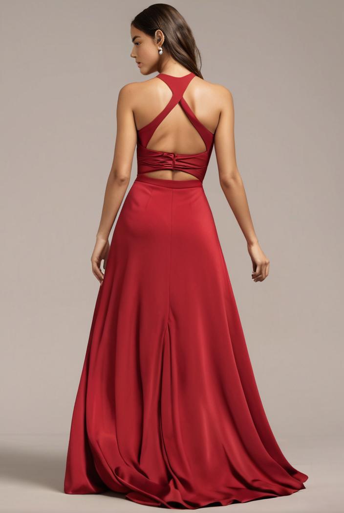 convertible chiffon lace open back spaghetti straps bridesmaid dress 135446