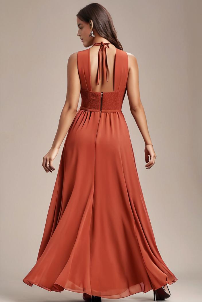convertible chiffon lace open back spaghetti straps bridesmaid dress 135447