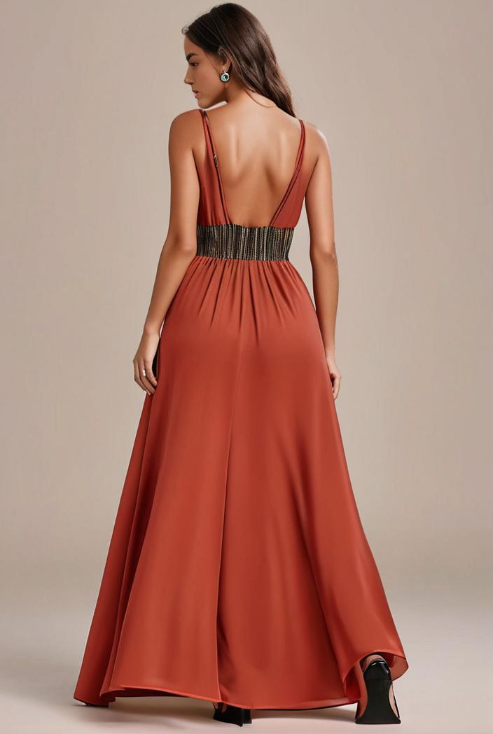 convertible chiffon lace open back spaghetti straps bridesmaid dress 135449