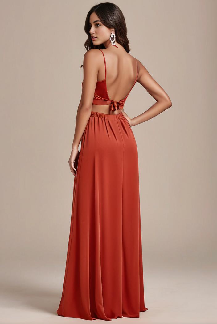 convertible chiffon lace open back spaghetti straps bridesmaid dress 135457