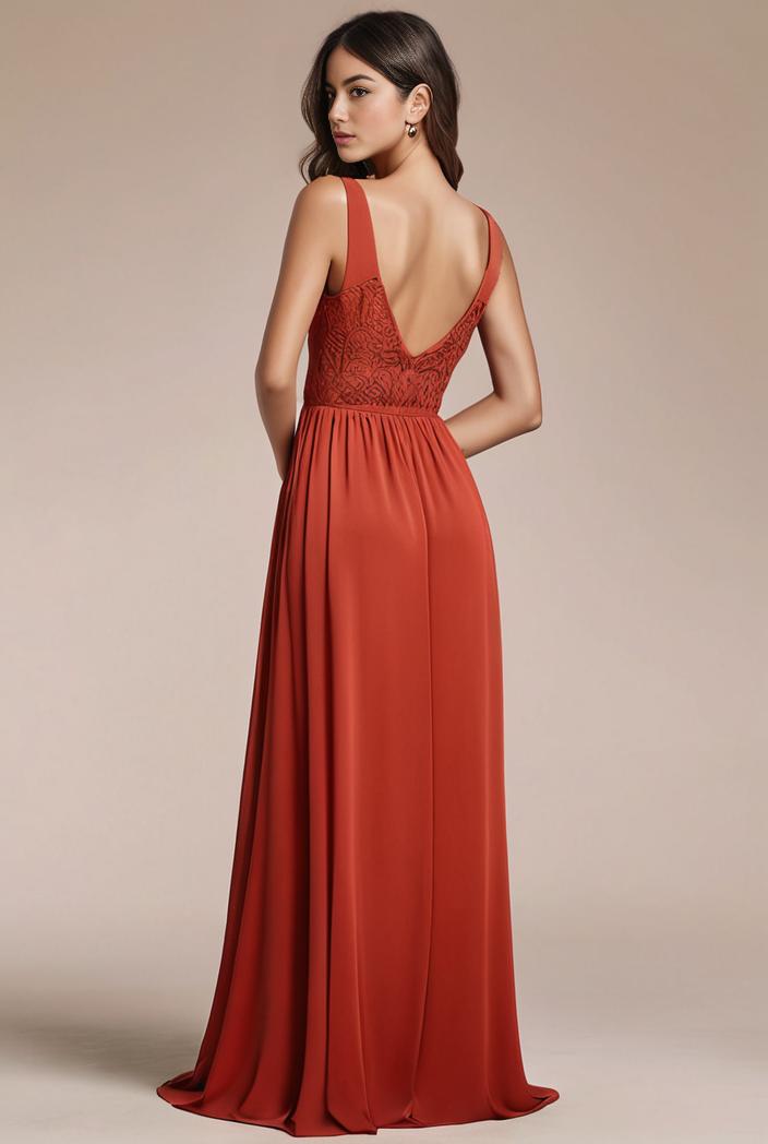 convertible chiffon lace open back spaghetti straps bridesmaid dress 135462