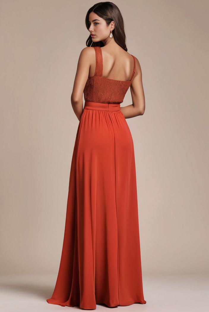 convertible chiffon lace open back spaghetti straps bridesmaid dress 135460