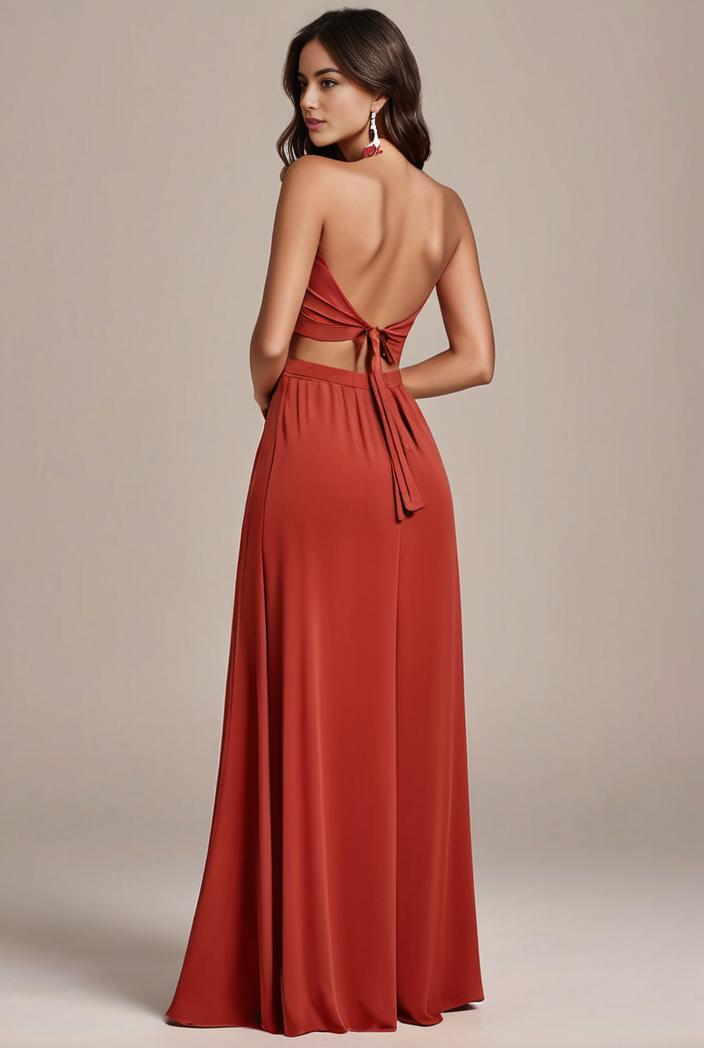 convertible chiffon lace open back spaghetti straps bridesmaid dress 135465
