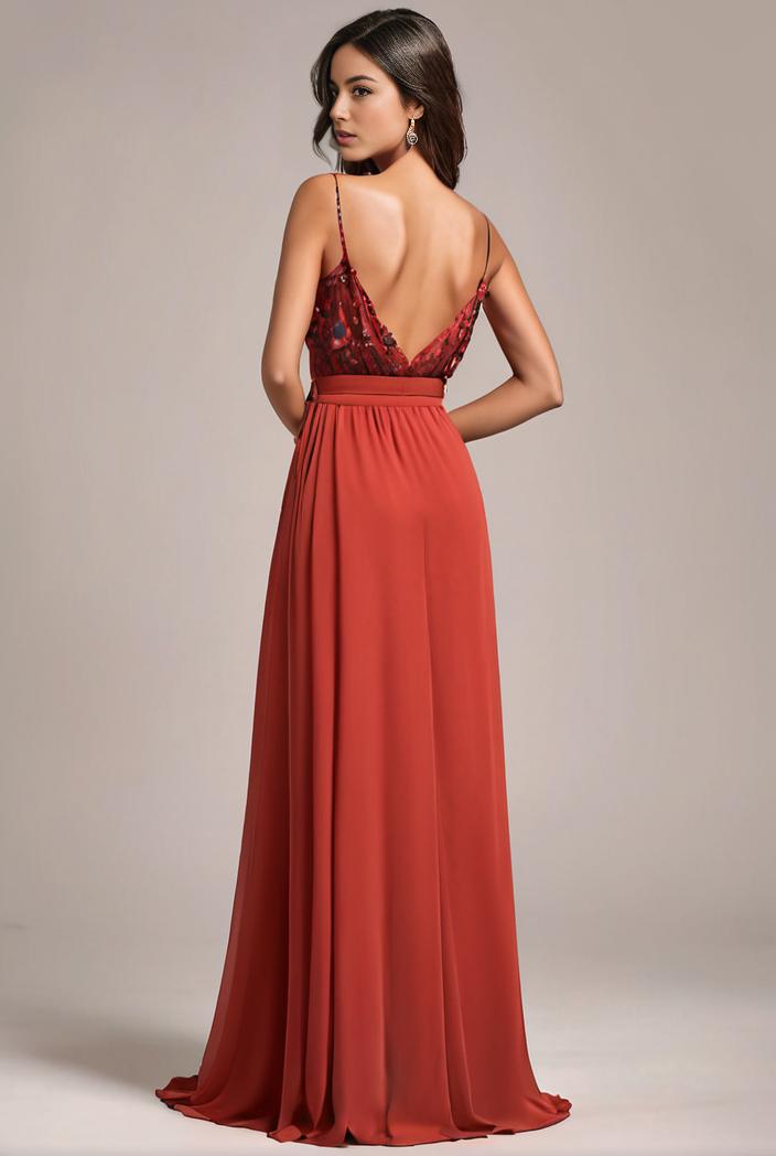 convertible chiffon lace open back spaghetti straps bridesmaid dress 135466