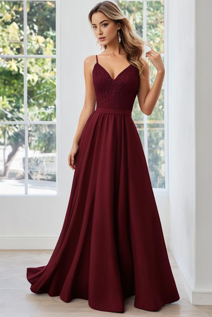 convertible chiffon lace open back spaghetti straps bridesmaid dress 135489