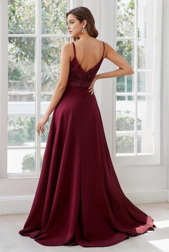 convertible chiffon lace open back spaghetti straps bridesmaid dress 135492