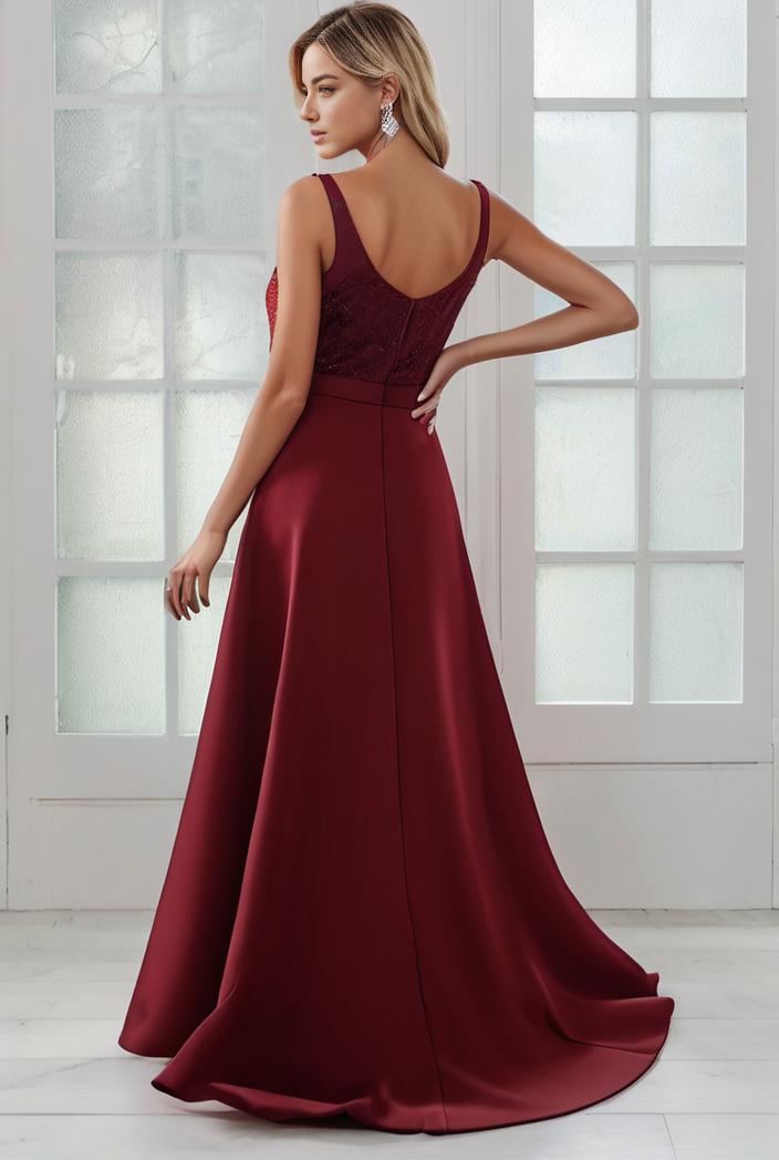convertible chiffon lace open back spaghetti straps bridesmaid dress 135493