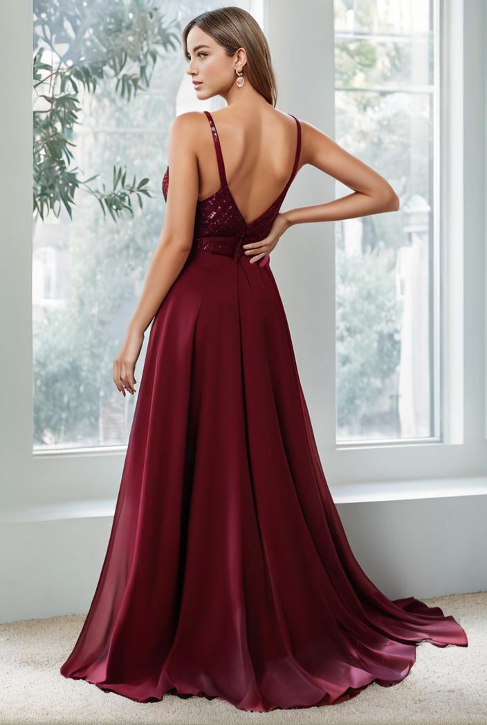 convertible chiffon lace open back spaghetti straps bridesmaid dress 135498