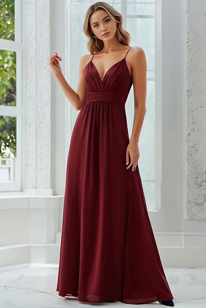 convertible chiffon lace open back spaghetti straps bridesmaid dress 135503