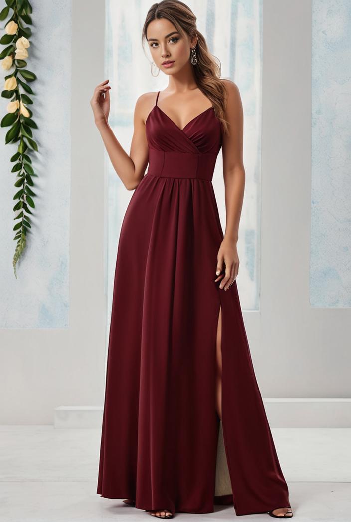 convertible chiffon lace open back spaghetti straps bridesmaid dress 135506