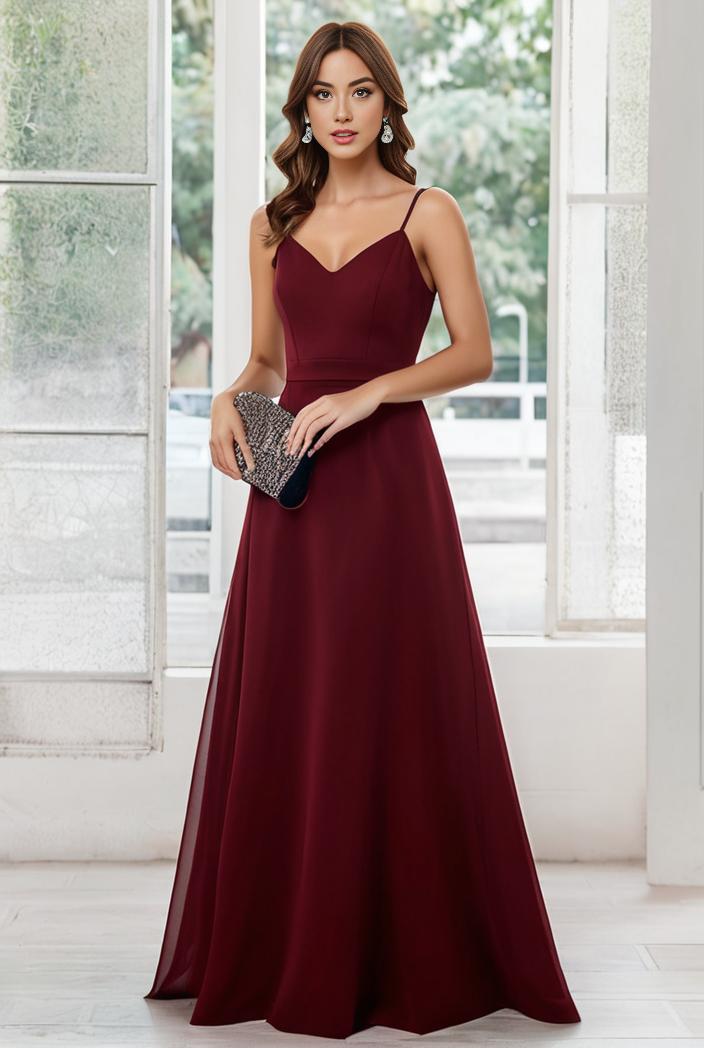 convertible chiffon lace open back spaghetti straps bridesmaid dress 135510